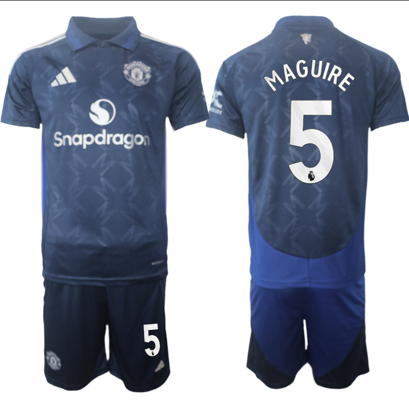 Men 2024-2025 Club Manchester United away blue 5 Soccer Jersey
